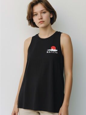 Women’s Local Lab Tokyo Vibes Black Tank Top Size Large